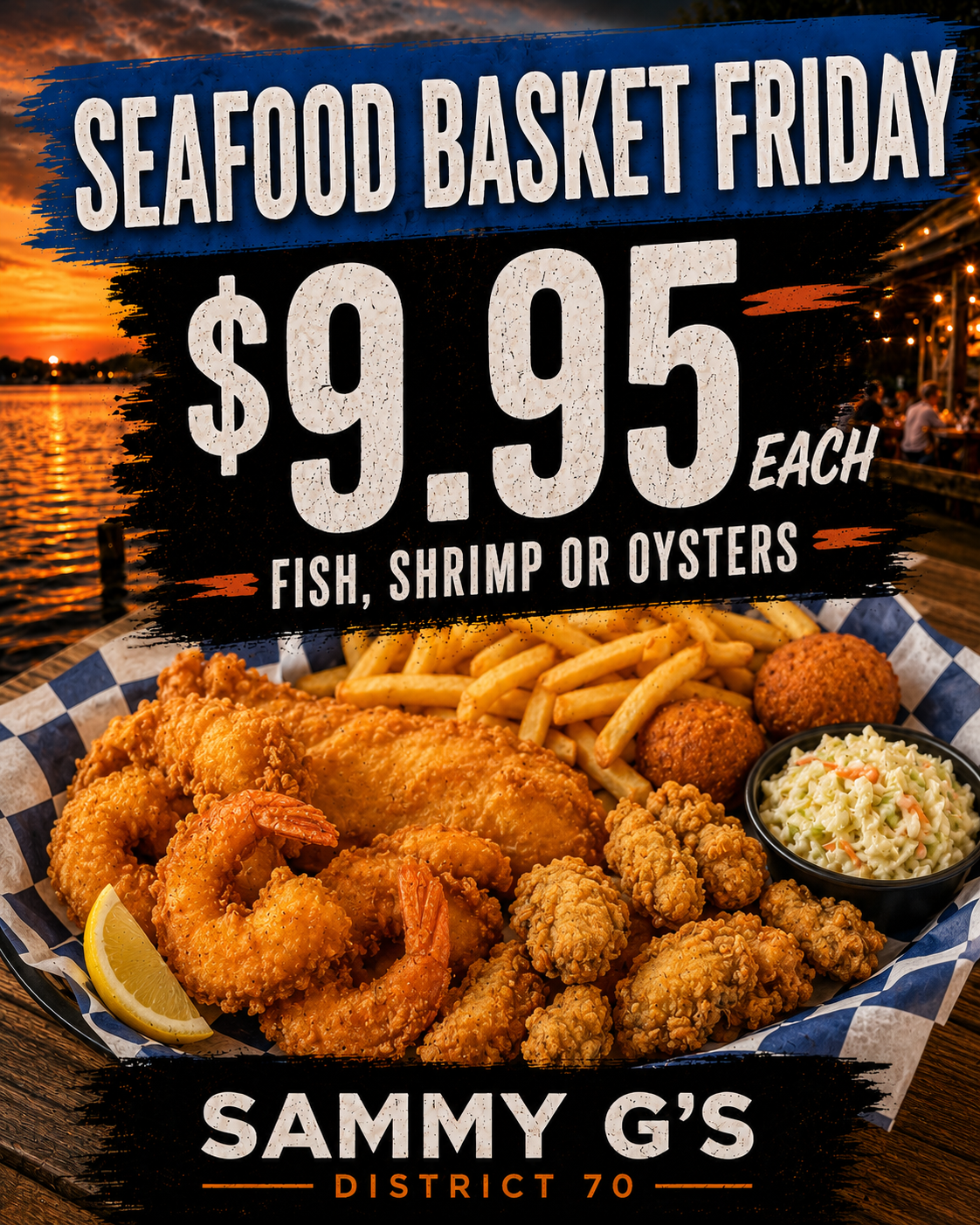 Friday seafood basket special graphic