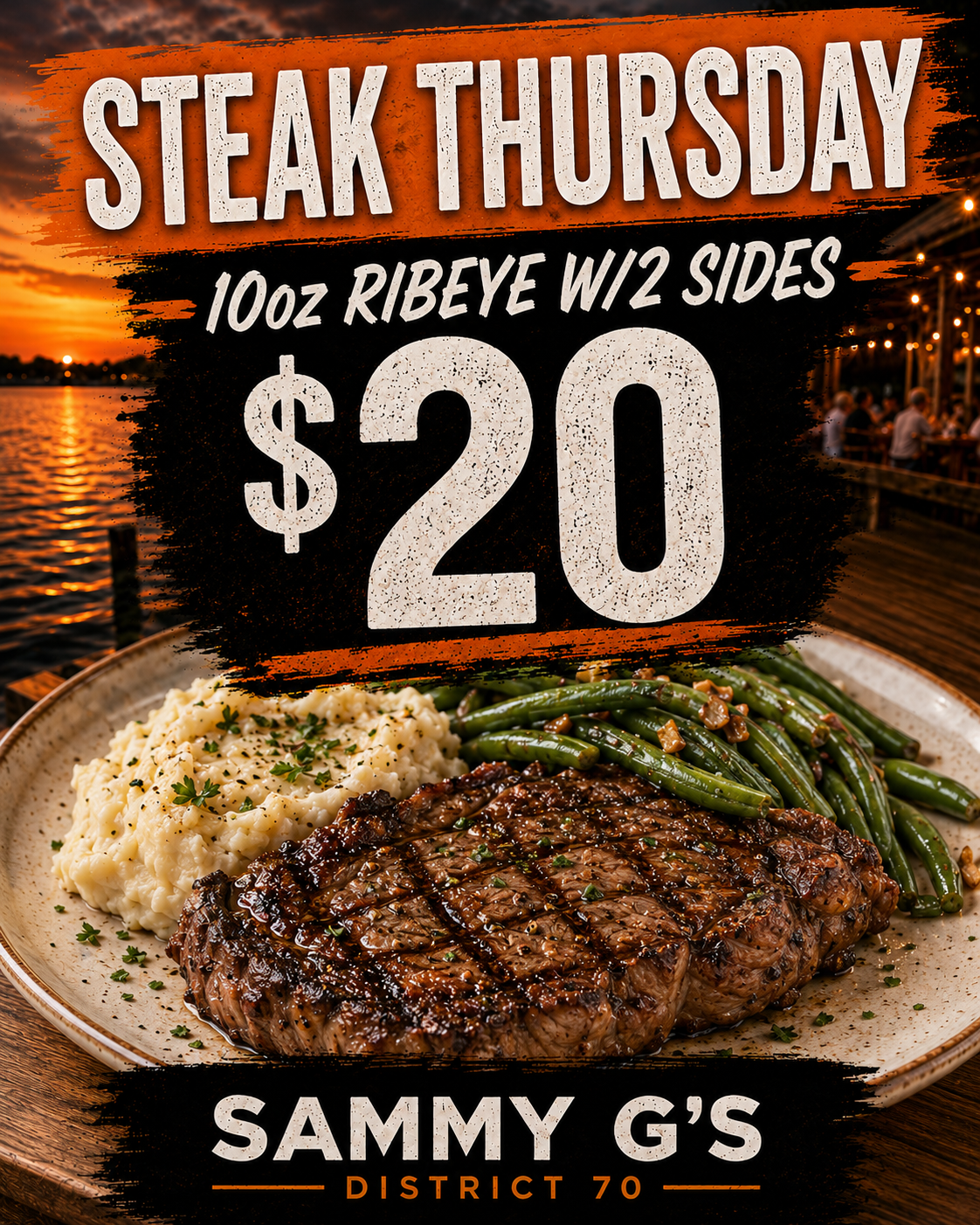 Thursday Steak Night ribeye dinner